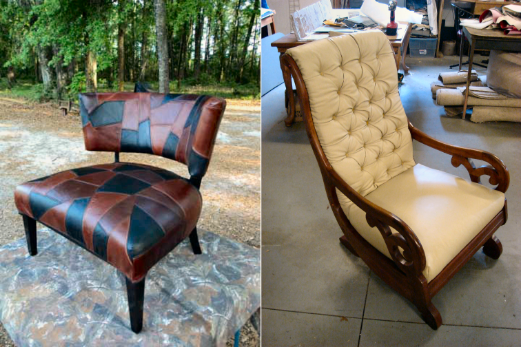 Chair and Rocker in leather